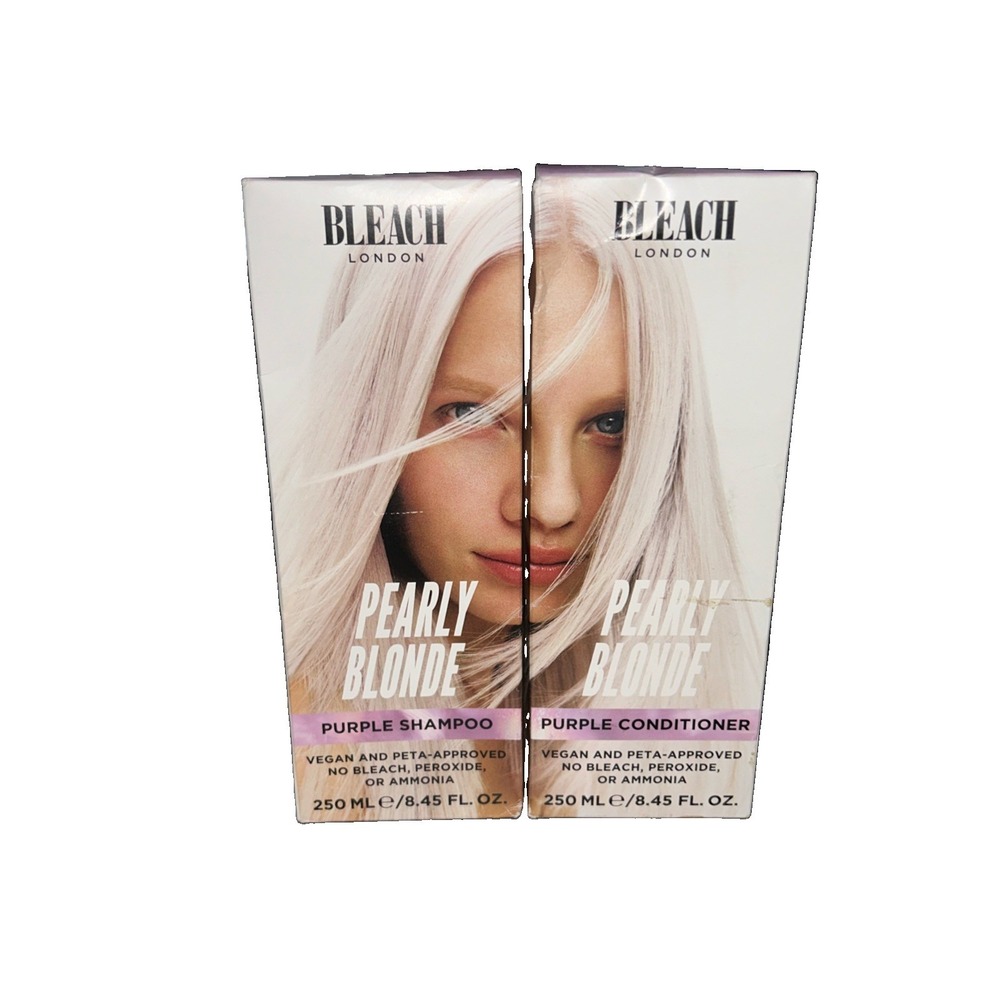 Bleach London Pearly Blonde Purple Shampoo & Conditioner Set 8.45 oz Ea Bottle